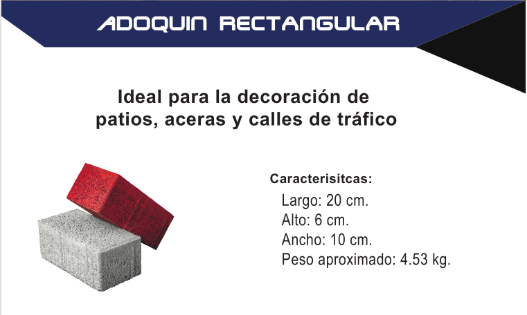Adoquín de hormigón fabricado por Ecuasoportec